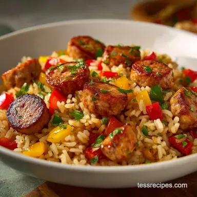BBQ Chicken Sausage Rice for 4 Servings: Fluffy and Savory