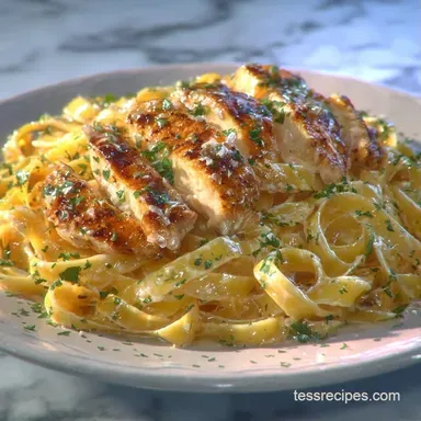 Creamy Garlic Pasta with Chicken Recipe Card