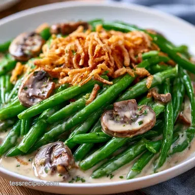 Fresh Green Bean Casserole with Bacon Recipe Card