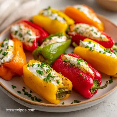 High Protein Stuffed Mini Peppers: Creamy Air Fryer Snacks Recipe Card