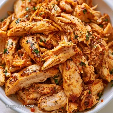 Shredded Chicken Breast in 17 Minutes Recipe Card