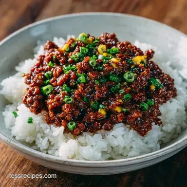 Korean Ground Beef Bowl with Gochujang Recipe Card