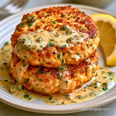 Salmon Cakes with Lemon Caper Sauce (4) Recipe Card