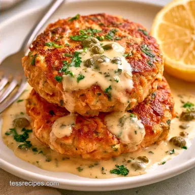 Salmon Cakes with Lemon Caper Sauce (4)