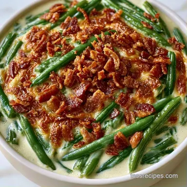 Southern Green Bean Casserole with Bacon Recipe Card