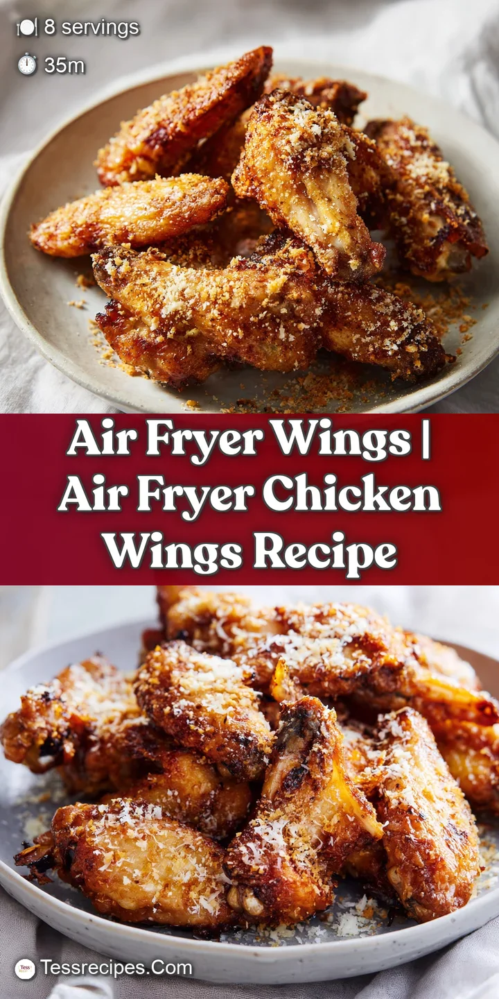 Extreme close-up of a crispy chicken wing with toasted garlic bits and melted parmesan cheese glistening in light.