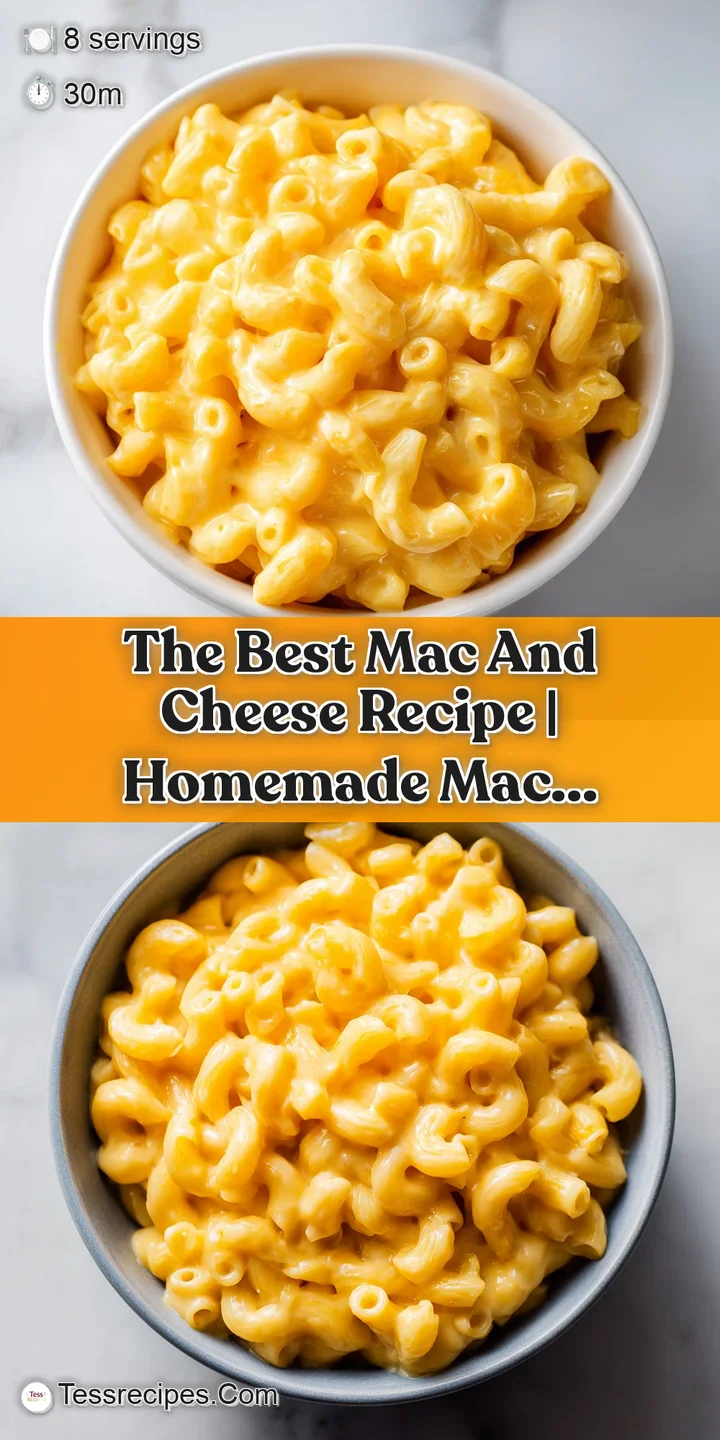 Close-up of tender macaroni bathed in a rich, velvety cheese sauce, topped with a crisp crust.