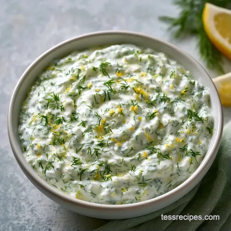 Elegantly plated golden-brown patties with a drizzle of creamy white sauce and a slice of fresh lemon on the side.