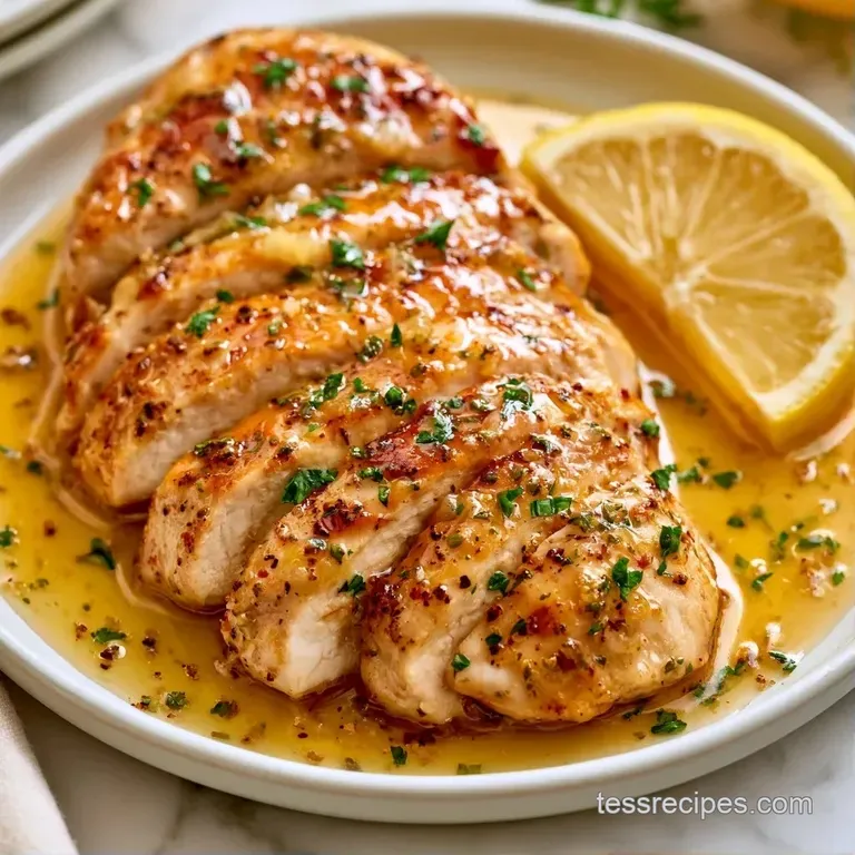 Juicy chicken breast atop a bed of saut&eacute;ed spinach with a vibrant yellow lemon wheel and a light sauce.