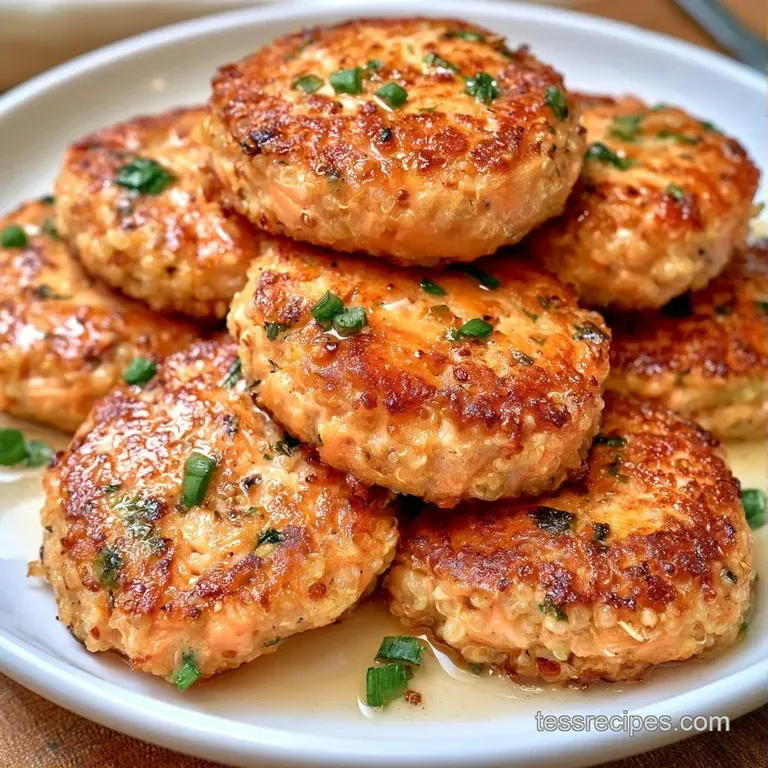 Three round seared cakes on a ceramic plate with a dollop of tartare sauce and a sprig of fresh green parsley.