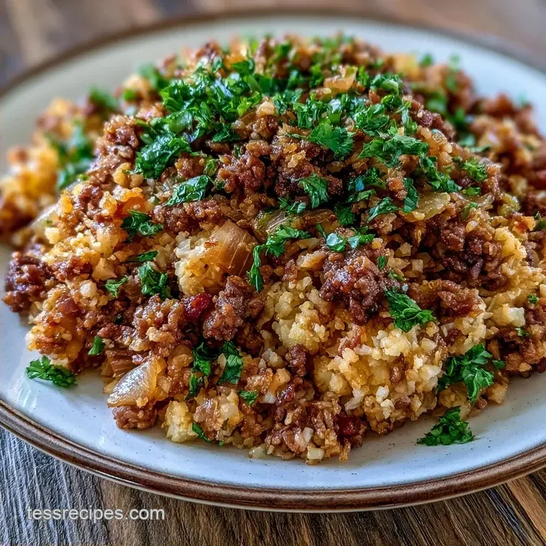 One-Pot Ground Beef and Cauliflower Rice Skillet