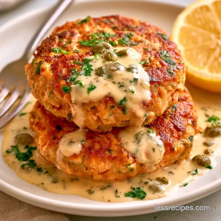 Crispy Salmon Cakes with Lemon Caper Sauce