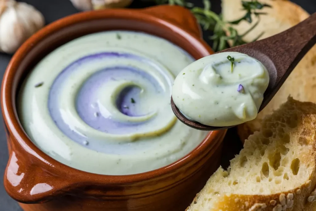 Blue Jam Garlic Aioli Recipe, Garlic aioli with jam, blue jam aioli, aioli with blue jam, sweet garlic aioli, garlic and blue jam sauce