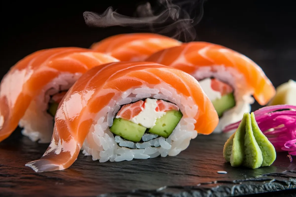 salmon wrapped sushi order nyt, sushi wrapped in salmon, sushi with salmon, ordering sushi online, best salmon sushi