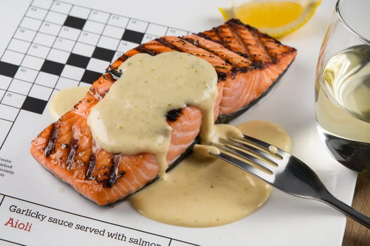 garlicky sauce served with salmon crossword clue, garlic sauce for salmon crossword, Aioli crossword clue, crossword clue garlic sauce with fish, garlicky sauce with seafood