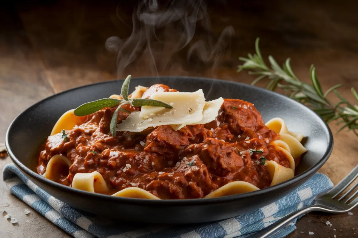 bison in wild boar ragu recipe, wild boar ragu, bison ragu recipe, game meat ragu, gourmet ragu recipe, Italian game meat ragu