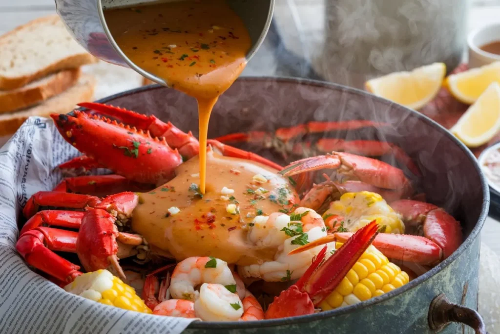 how to make seafood boil sauce, seafood boil butter sauce, seafood sauce recipe, butter garlic seafood sauce, spicy seafood boil sauce, garlic seafood sauce