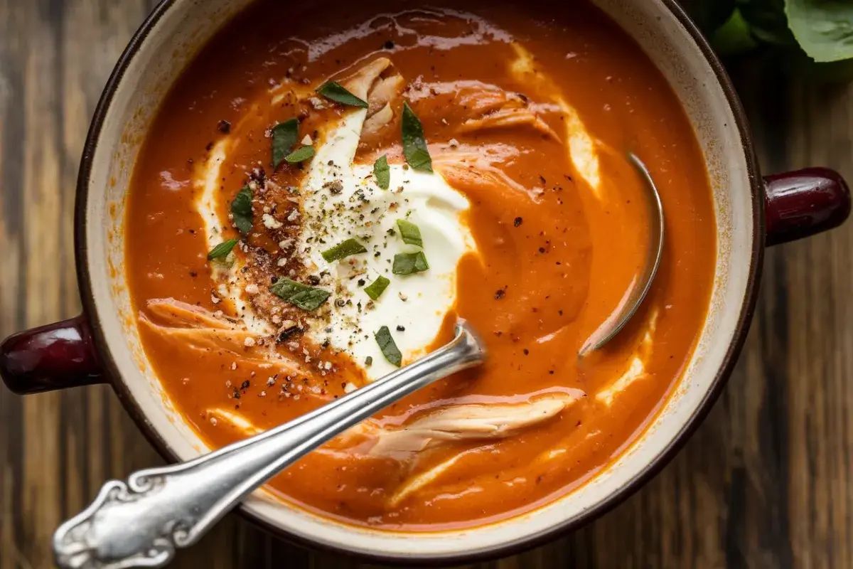 best smoky chicken tomato bisque recipe, smoky chicken tomato bisque, easy chicken bisque recipe, creamy tomato bisque with chicken, best chicken tomato bisque, smoky tomato soup with chicken