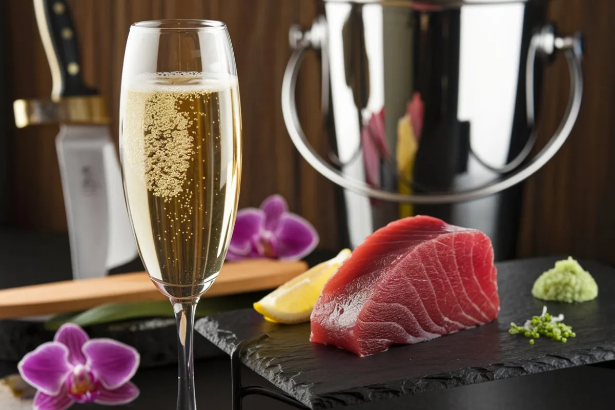 what champagne goes well with bluefin tuna, champagne and bluefin tuna pairing, best champagne for bluefin tuna, bluefin tuna wine pairing, champagne with tuna steak