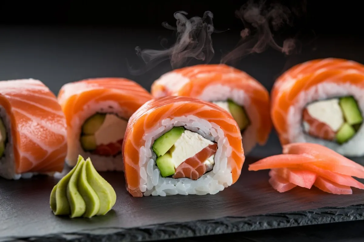 salmon wrapped sushi order nyt, sushi wrapped in salmon, sushi with salmon, ordering sushi online, best salmon sushi