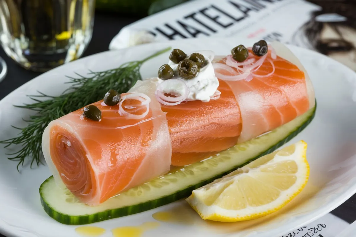 Chatelaine smoked salmon roll on cucumber, smoked salmon cucumber rolls, salmon cucumber appetizers, cucumber salmon rolls, easy smoked salmon recipe