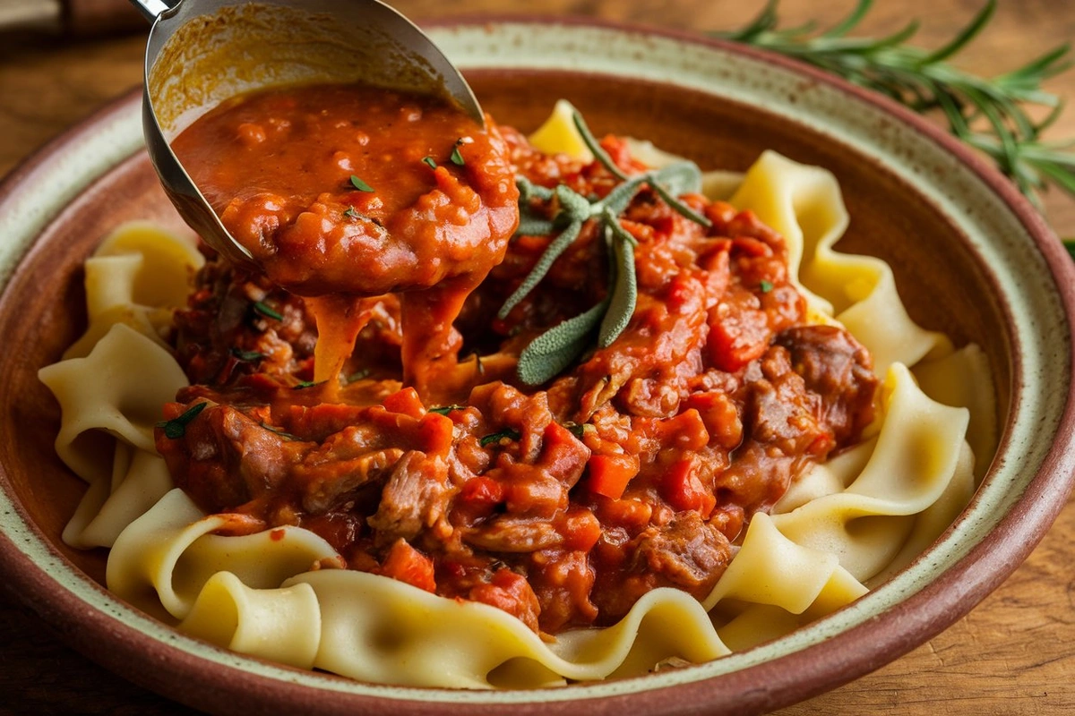 lamb ragu d'Abruzzo rosemary recipe, Abruzzo lamb ragu, Italian lamb ragu, rosemary lamb sauce, traditional lamb ragu recipe, lamb ragu with rosemary